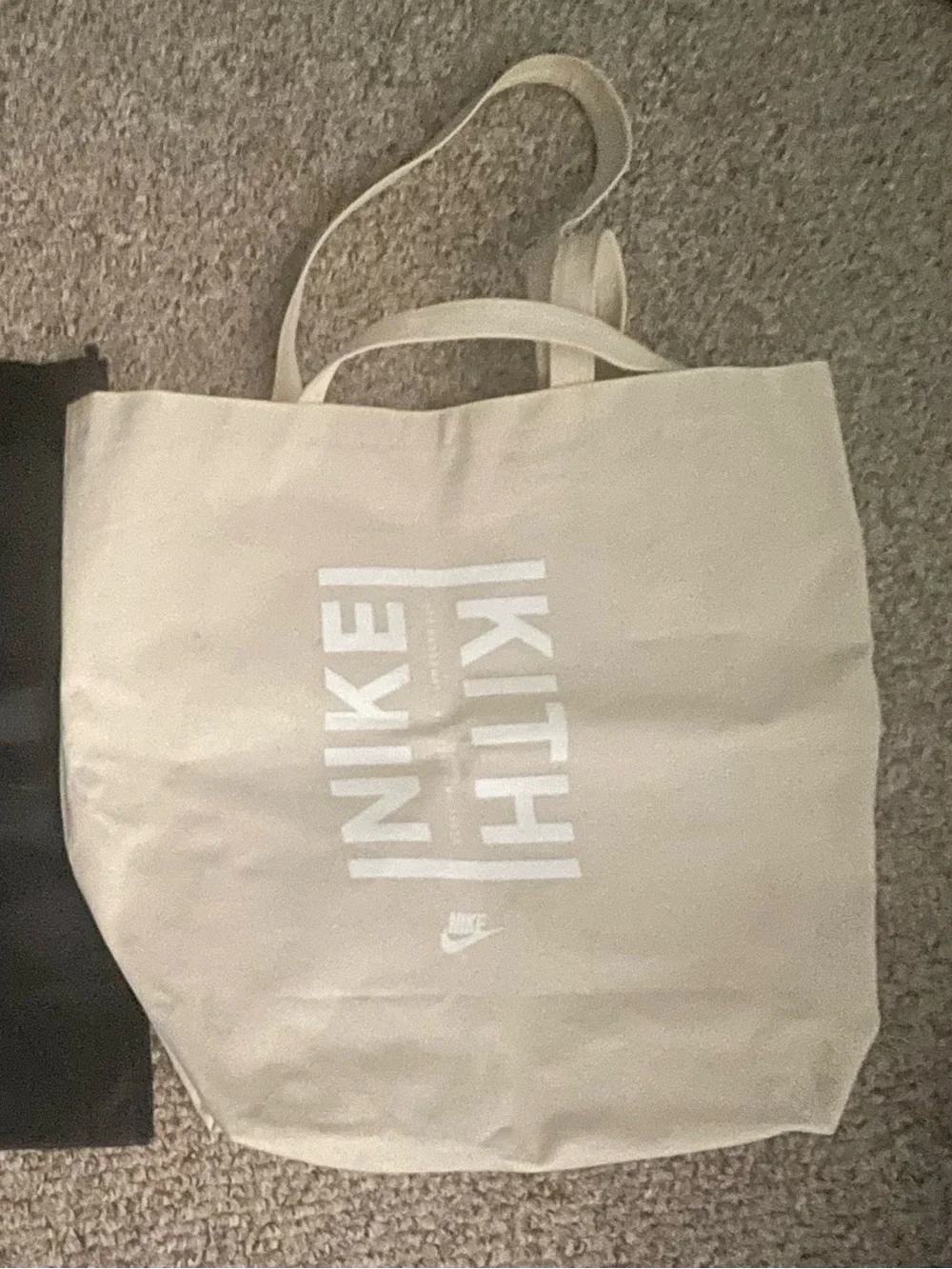 Nike Beige Canvas Tote Bag with White Logo